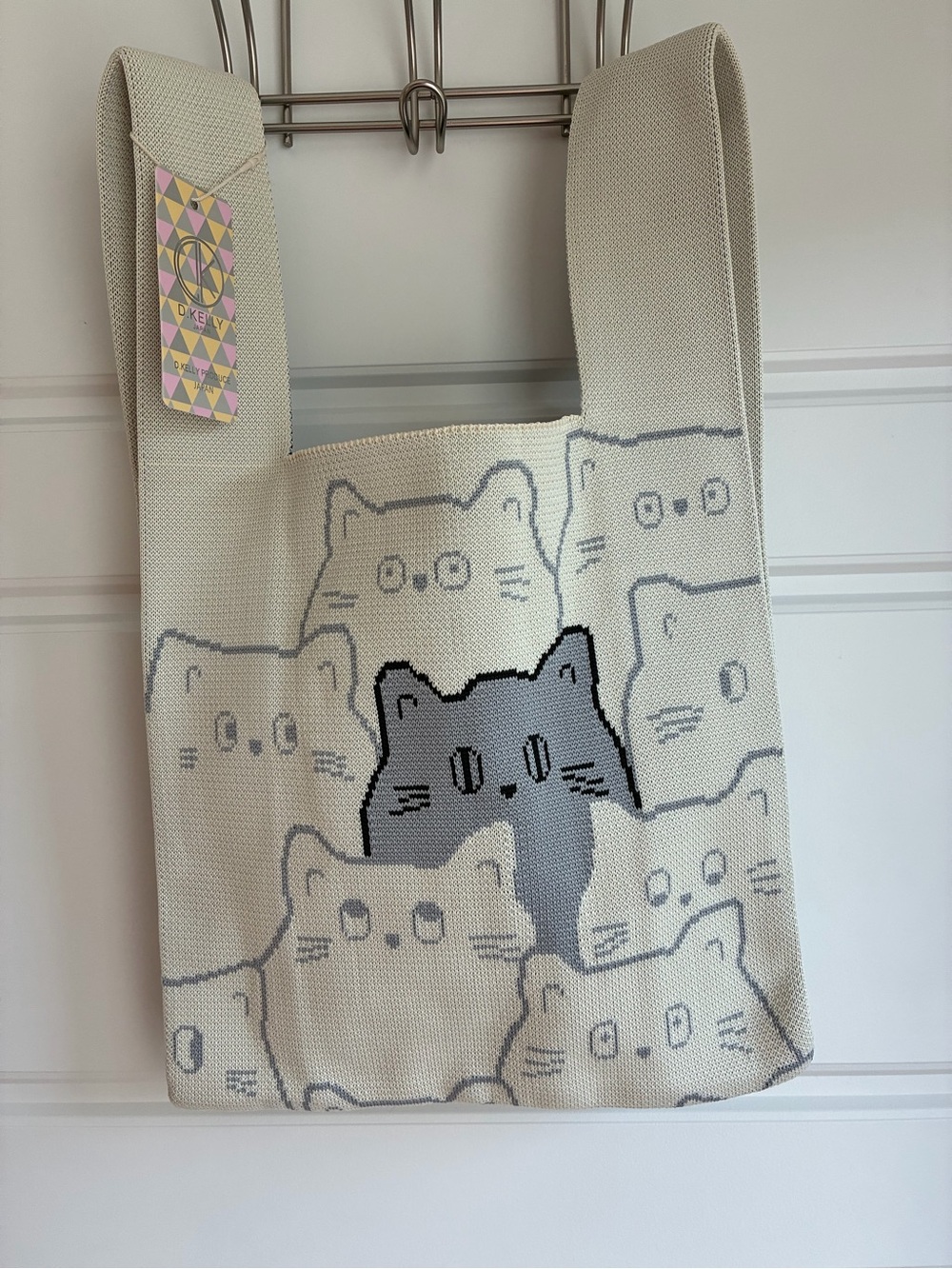 Cat Pattern Beige & Gray Tote Bag for Cat Lovers